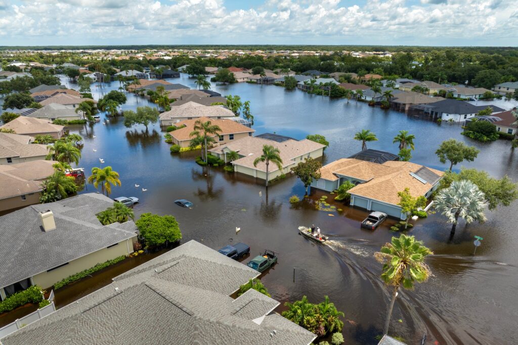 Aftermath of hurricane Debby flooding natural disaster.